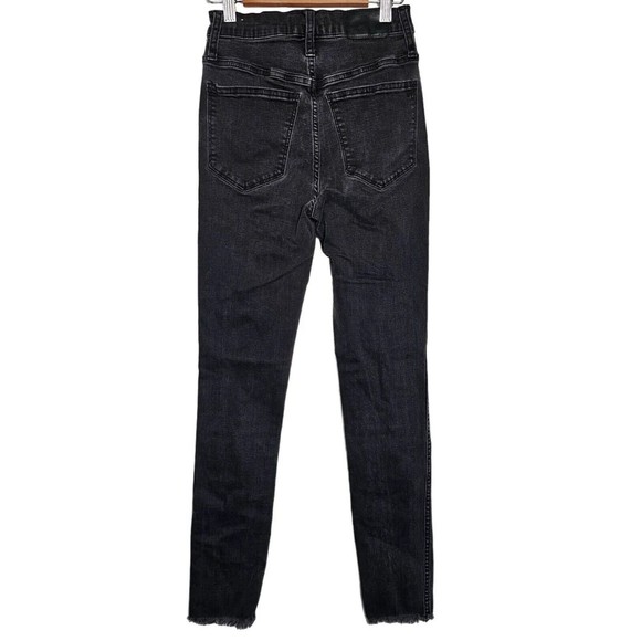 Madewell 10" High-Rise Skinny Black Jeans Button Fly Raw Hem Women Size 26p - Picture 4 of 13